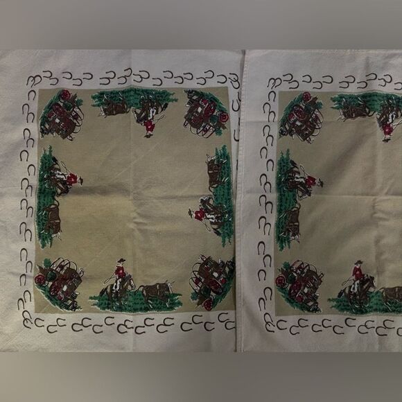 Vintage Moda Home Linens Retro Western Cowboy Set of 8 Napkins 100% cotton - Picture 4 of 13